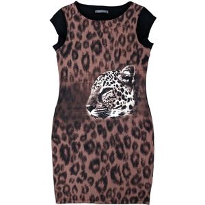 Suzy Shier leopard short-sleeve bodycon dress animal print and black